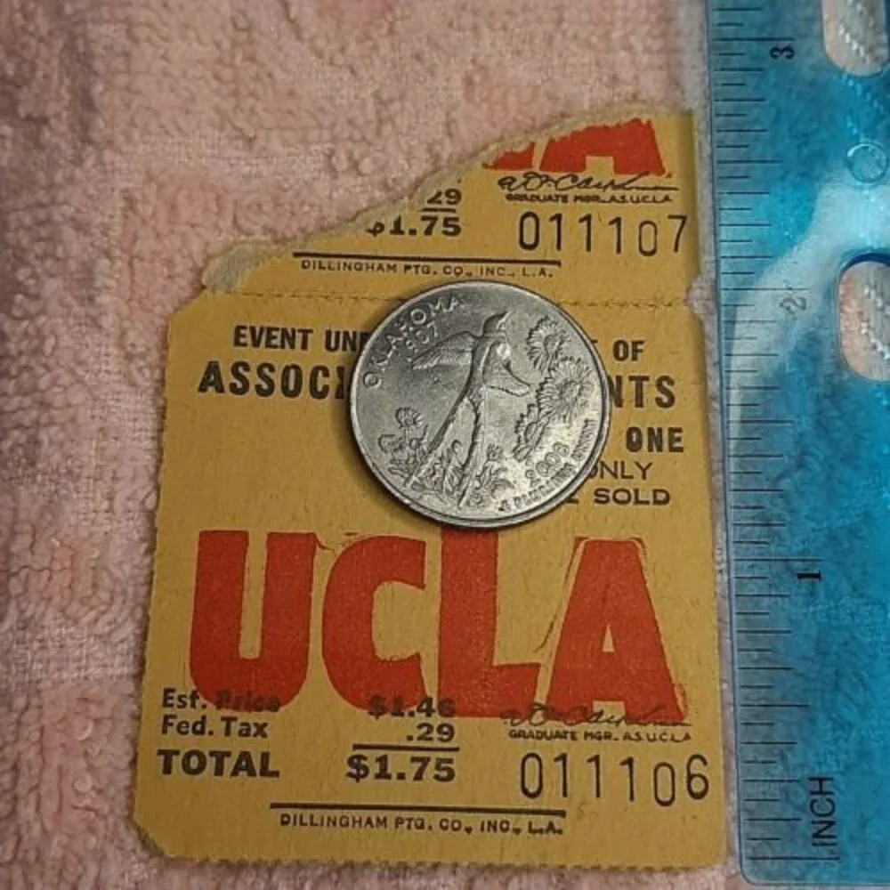 Vintage UCLA student football at the door ticket stub Dillingham Los Angeles